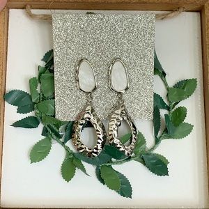 Silver Drop Earrings with Stone